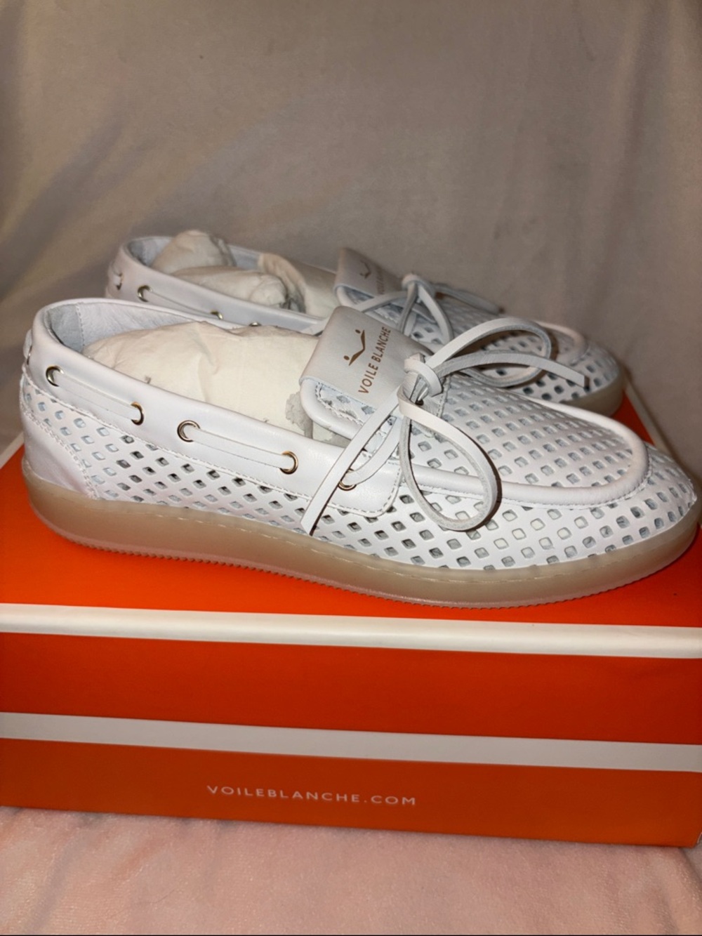 NWT VOILE BLANCHE Olivia Wind Boat Shoe in White - Picture 10 of 16